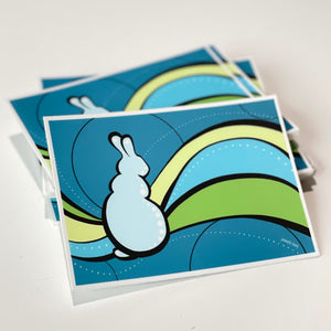 Abstract Blue and Green Bunny Sticker
