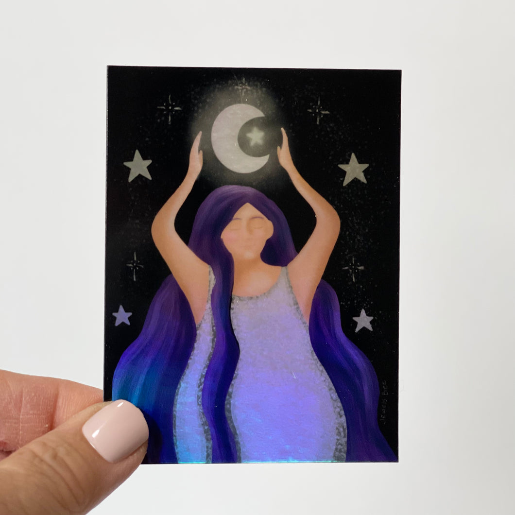 Holographic Moon Magic Witch Sticker