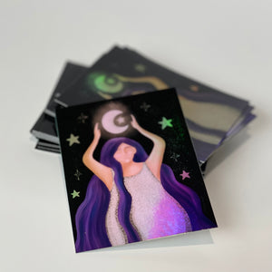Holographic Moon Magic Witch Sticker