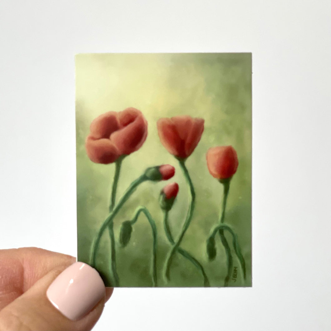 Red Poppies Flower Sticker