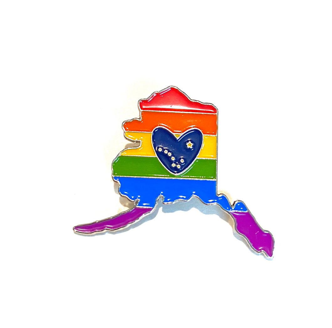 Alaska Pride Pin, Alaska LGBTQ Pin, Alaska Rainbow Pin, Coming Out Gift