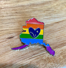 Load image into Gallery viewer, Alaska Pride Pin, Alaska LGBTQ Pin, Alaska Rainbow Pin, Coming Out Gift