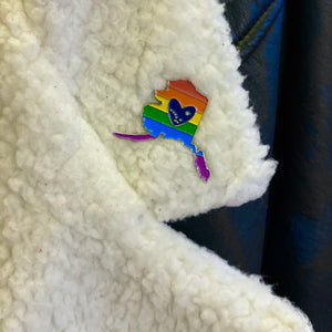 Alaska Pride Pin, Alaska LGBTQ Pin, Alaska Rainbow Pin, Coming Out Gift