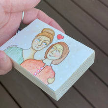 Load image into Gallery viewer, Gift for Lesbian Couples, Lesbian Art, Quirky Folk Portrait Painting, Affordable Art, Affordable Gifts, ACEO Original Art