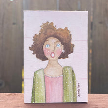 Load image into Gallery viewer, Original Mixed Media Portrait of a Woman, Quirky Folk Portrait Painting, Affordable Art, Affordable Gifts, ACEO Original Art