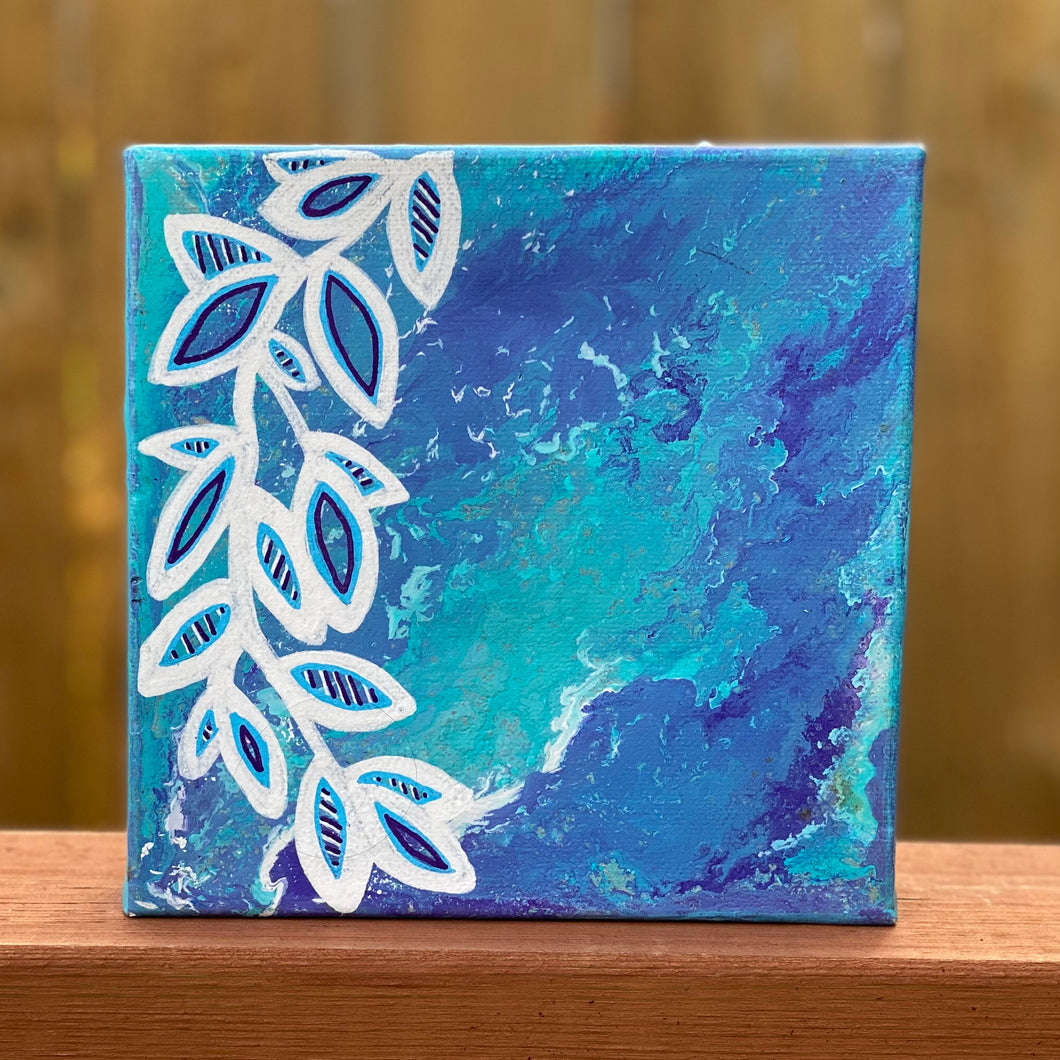 Fluid Art Painting 6x6 inches, Acrylic Pour Painting, Fluid Painting Canvas, Small Painting Original, Gift for Her