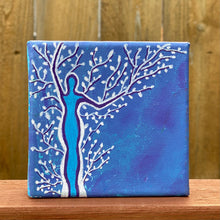 Load image into Gallery viewer, Tree Woman Painting 4x4 inches, Acrylic Pour Painting, Fluid Art Painting, Small Painting Original, Gift for Her