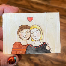 Load image into Gallery viewer, Gift for Lesbian Couples, Lesbian Art, Quirky Folk Portrait Painting, Affordable Art, Affordable Gifts, ACEO Original Art