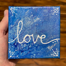 Load image into Gallery viewer, Love Painting 4x4 inches, Acrylic Pour Painting, Fluid Art Painting, Unique Home Decor, Gift for Her, Love Sign, Love Gift