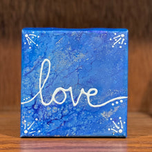 Load image into Gallery viewer, Love Painting 4x4 inches, Acrylic Pour Painting, Fluid Art Painting, Unique Home Decor, Gift for Her, Love Sign, Love Gift