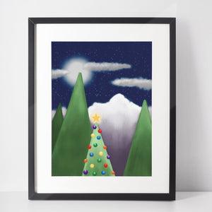 Christmas in the Wild 8x10 inch Art Print, Christmas Decor, Christmas Tree Decor, Holiday Art Print