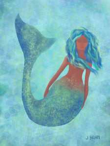Mermaid of the Seas Mermaid 8x10 Art Print, Black Mermaid Art Print, Fantasy Art, Magical Art Print, Mermaid Wall Decor