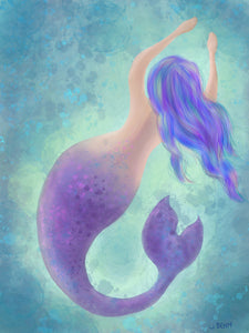 Wild Seas Mermaid 8x10 Art Print, Black Mermaid Art Print, Fantasy Art, Magical Art Print, Mermaid Wall Decor
