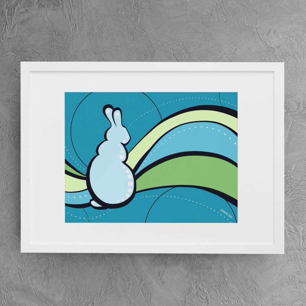 Abstract Bunny 8x10 Art Print, Bunny Art Print, Rabbit Art Print, Charity Art Print, Bunny Nursery Decor, Abstract Rabbit Art Print