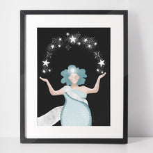 Load image into Gallery viewer, Starry Night Witch Art Print, Star Magic Art, Star Magic Art Print, Magical Woman Art Print, Night Witch Art Print, Gift for Witch