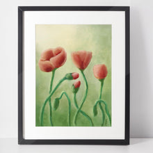 Load image into Gallery viewer, Poppies Art Print, Floral Art Print, Floral Wall Decor, Red Flowers Art, Flower Art Work, Poppies Art Work, Red Poppies Print