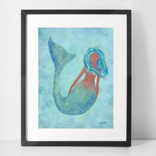Load image into Gallery viewer, Mermaid of the Seas Mermaid 8x10 Art Print, Black Mermaid Art Print, Fantasy Art, Magical Art Print, Mermaid Wall Decor