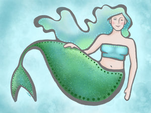Quirky Mermaid 8x10 Art Print, Black Mermaid Art Print, Fantasy Art, Magical Art Print, Mermaid Wall Decor