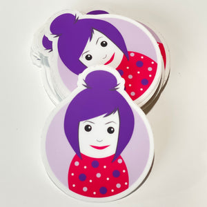 Purple Haired Quirky Girl Sticker