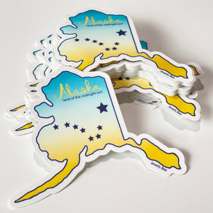 Alaska, Land of the Midnight Sun Sticker, Alaska Flag Sticker