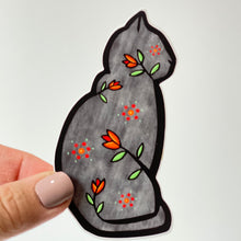 Load image into Gallery viewer, Black Cat with Orange Flowers Sticker