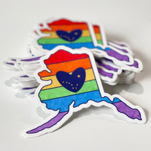 Load image into Gallery viewer, Alaska Rainbow Pride Sticker, Alaska Flag Sticker