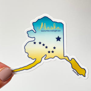 Alaska, Land of the Midnight Sun Sticker, Alaska Flag Sticker