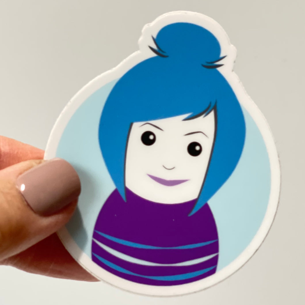 Blue Haired Quirky Girl Sticker