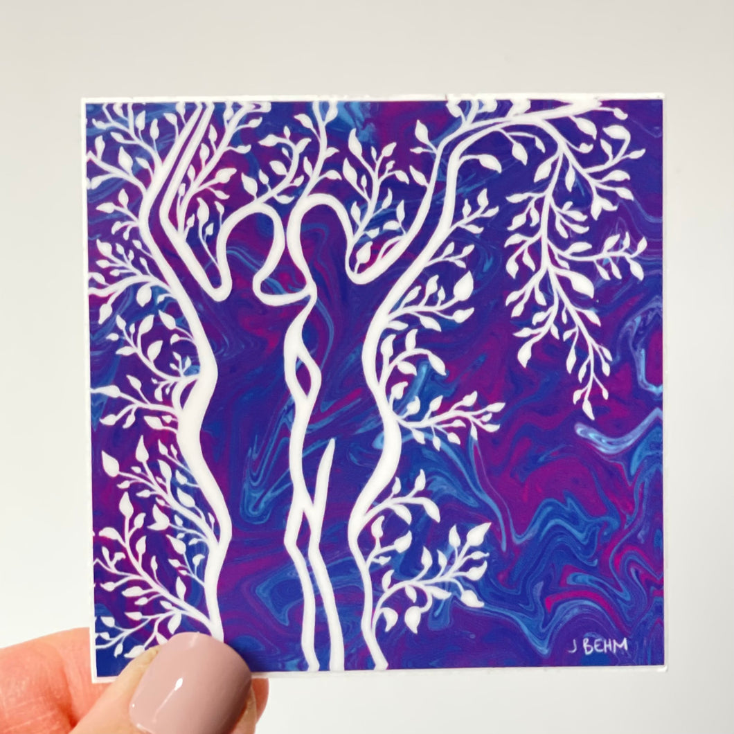 Purple and Blue Tree Women Sticker
